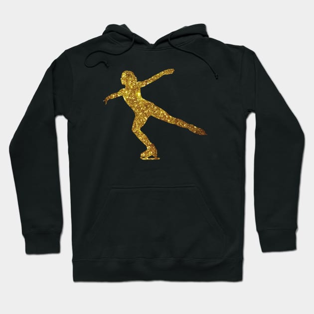 Figure Skater Silhouette Gold Figure Skating Hoodie by Foxxy Merch